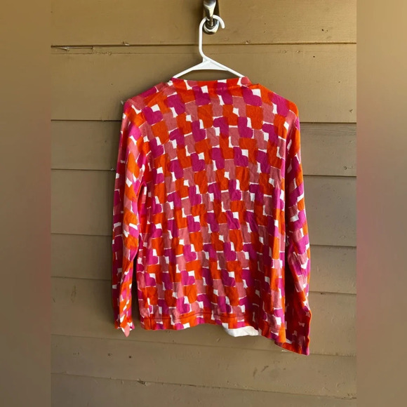 Boden Colorful Geometric Print Button Front Cardigan Sweater - Size 12 - Picture 4 of 4